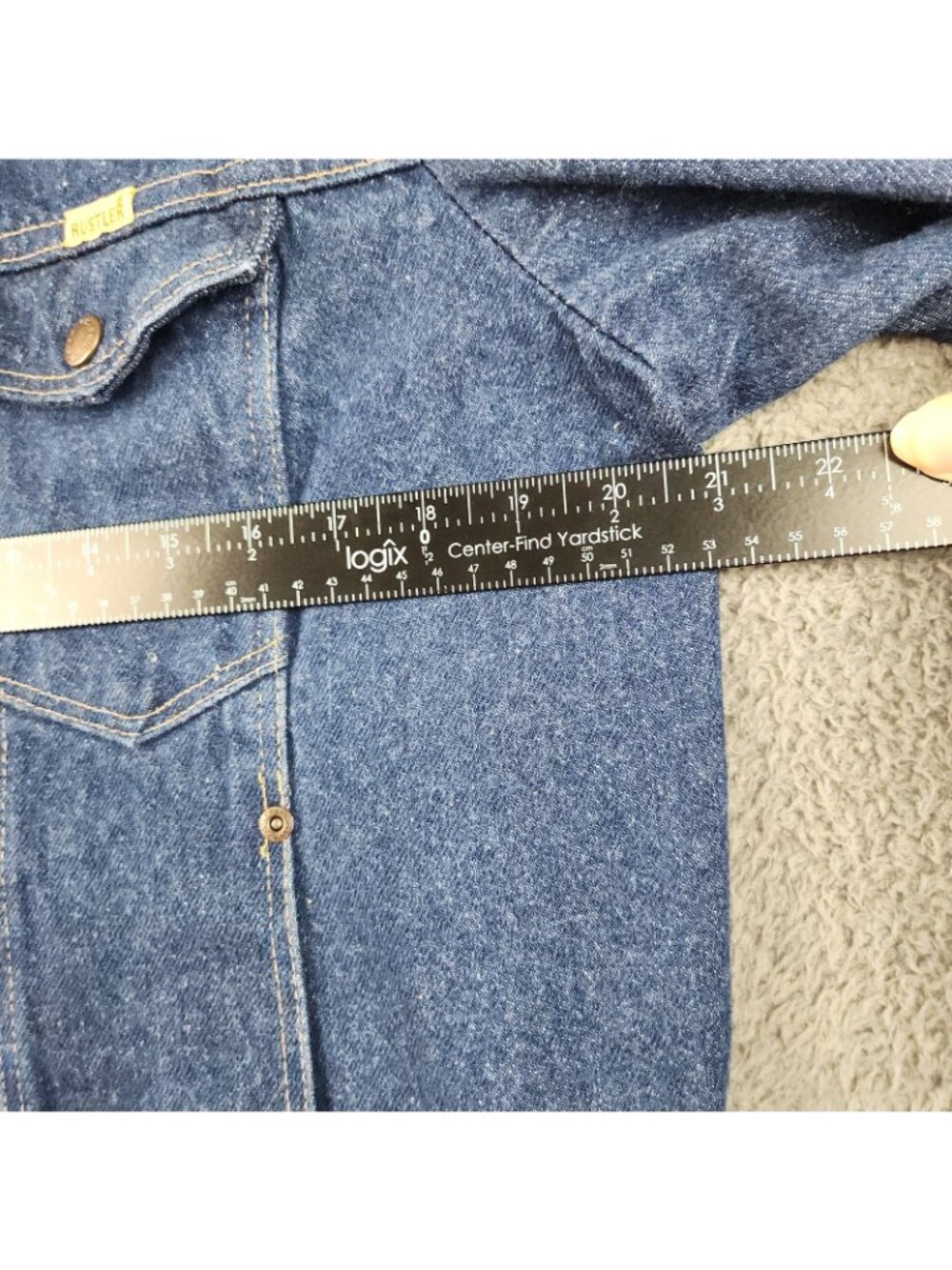 VTG Wrangler Rustler 80's Denim Jacket Tag Large Fit Med USA Made 13oz Trucker - Picture 5 of 15